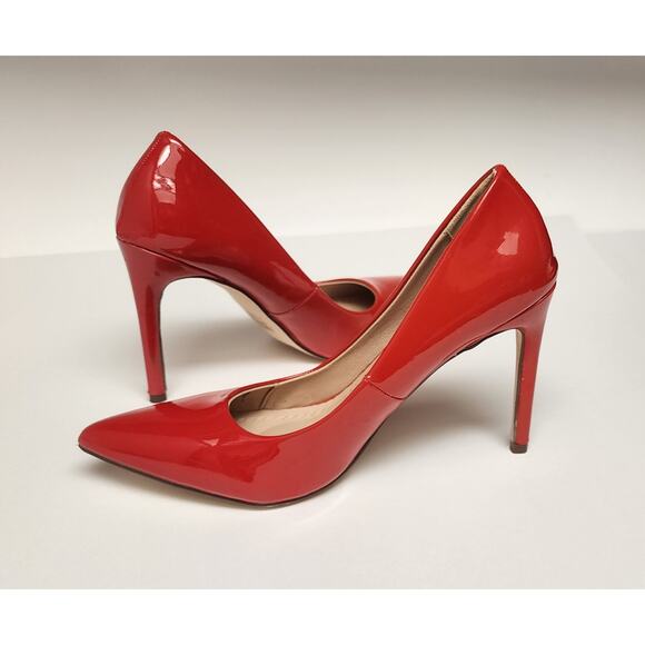 Chase & Chloe LALA-4 Faux Patent Leather Red Pump Heel Shoes Size 7M - Picture 9 of 13